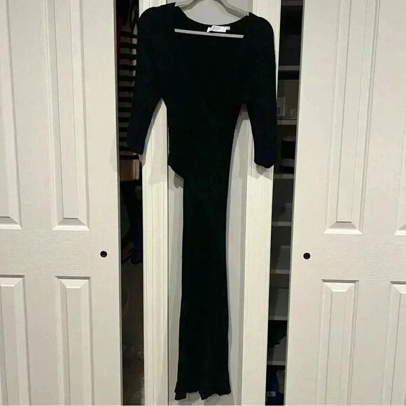 ASTR The Label ribbed black long sleeve wrap sweater dress - Picture 2 of 5